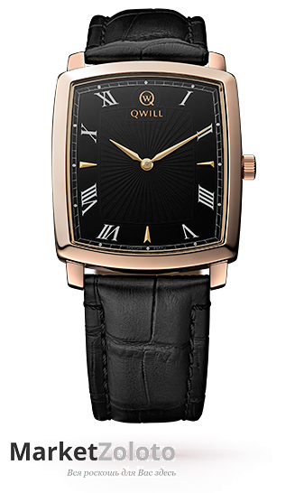 Золотые мужские часы Qwill арт. 6002.01.01.1.51